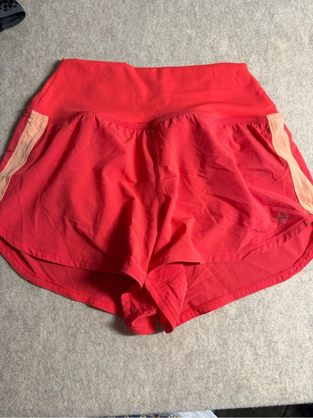 Gilly Hicks Bright Coral Athletic Shorts‎ with Peach Panels